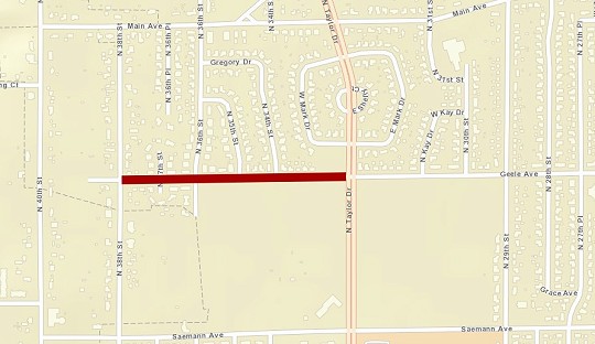 map road closure geele ave