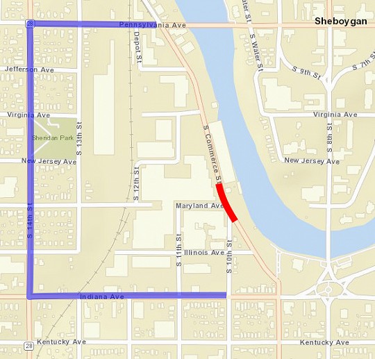 map, road closure, commerce street