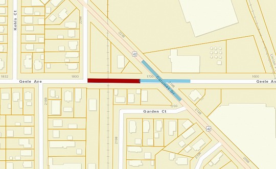 road closure, map, geele ave, calumet ave