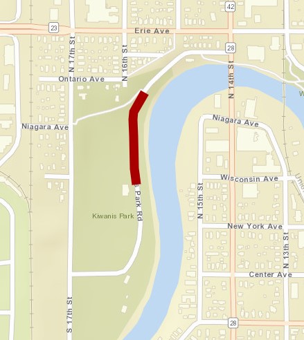 map kiwanis park road closure