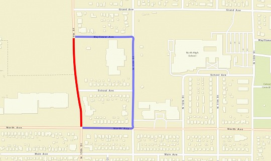 map, road closure, n 15th st