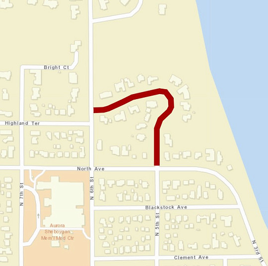 north 5th street/highland terrace road closure