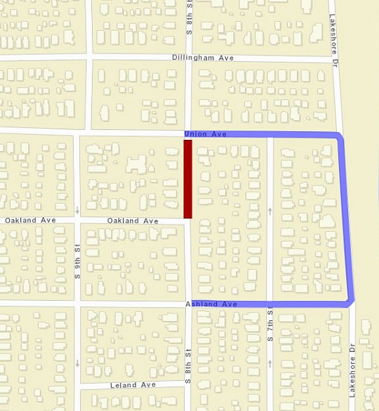 s 8th st, closure, map